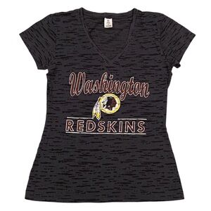 Washington Redskins V-Neck T Shirt Women’s S NFL Team Apparel Gray See Through